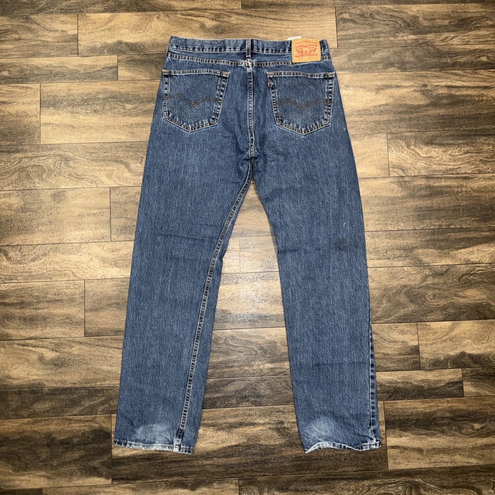 Levi's 505 Dark Wash Denim Jeans Regualr Fit Straight Leg Men's Size 36x34